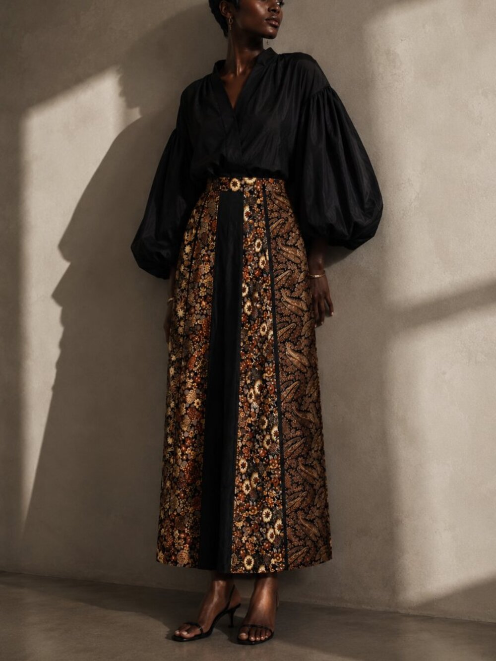 Vintage Floral Patchwork Maxi Skirt